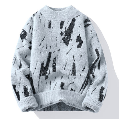 Men’s Fleece-Lined Thick Knit Sweater – Winter Loose Pullover