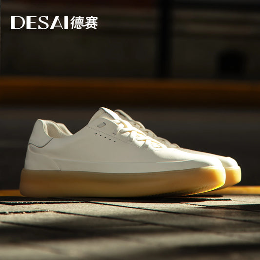 Desai™ DS3097 Men’s Leather Casual Shoes – Lightweight Breathable Soft Sole Sneakers