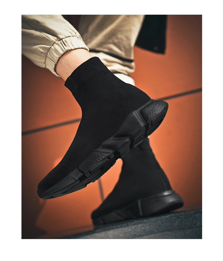 High-Top Sock Running Shoes – Unisex Slip-On Trainers | Reflective, Breathable, Lightweight Sneakers for Men & Women