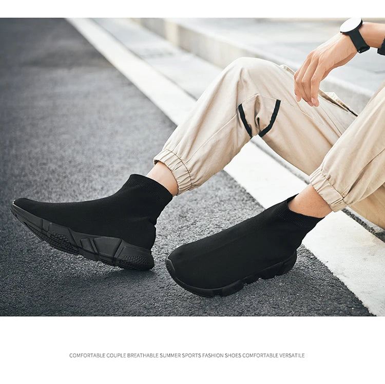 High-Top Sock Running Shoes – Unisex Slip-On Trainers | Reflective, Breathable, Lightweight Sneakers for Men & Women