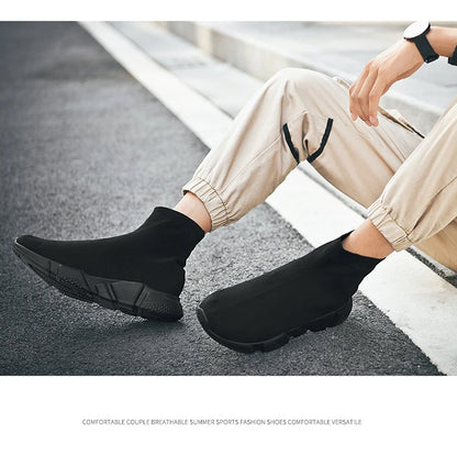 High-Top Sock Running Shoes – Unisex Slip-On Trainers | Reflective, Breathable, Lightweight Sneakers for Men & Women