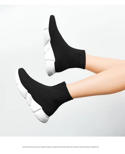 High-Top Sock Running Shoes – Unisex Slip-On Trainers | Reflective, Breathable, Lightweight Sneakers for Men & Women