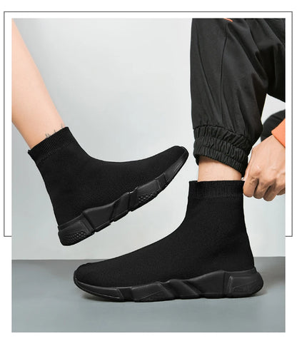 High-Top Sock Running Shoes – Unisex Slip-On Trainers | Reflective, Breathable, Lightweight Sneakers for Men & Women