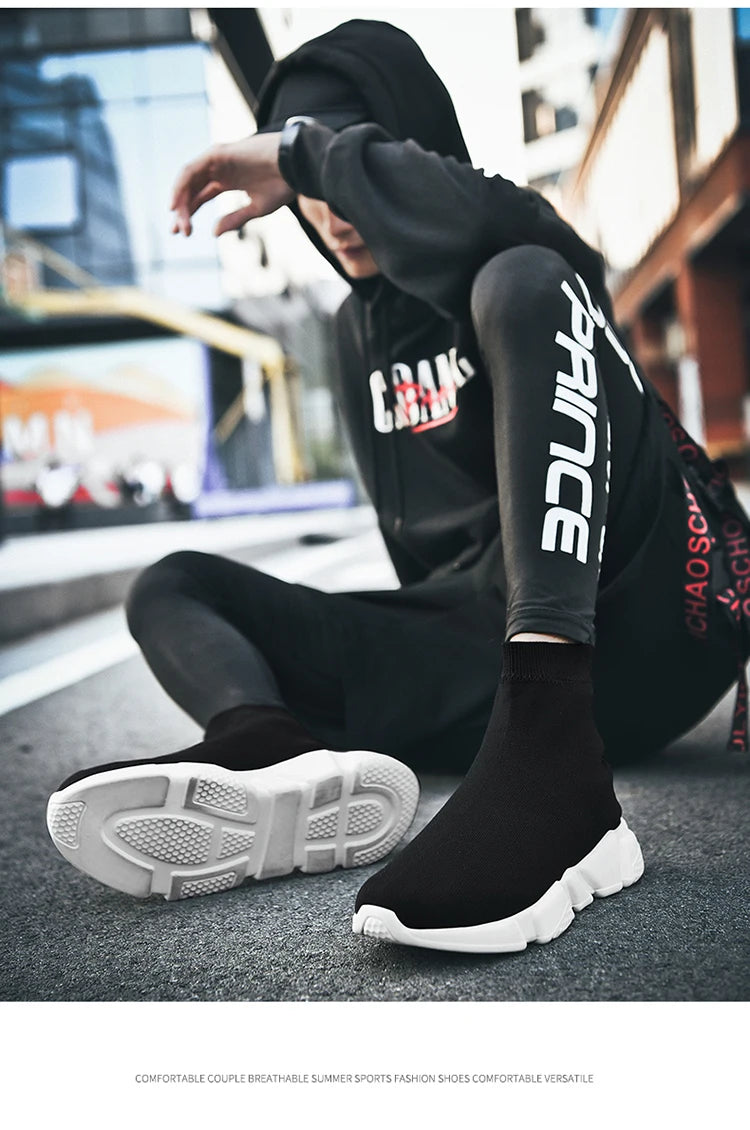 High-Top Sock Running Shoes – Unisex Slip-On Trainers | Reflective, Breathable, Lightweight Sneakers for Men & Women