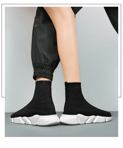 High-Top Sock Running Shoes – Unisex Slip-On Trainers | Reflective, Breathable, Lightweight Sneakers for Men & Women