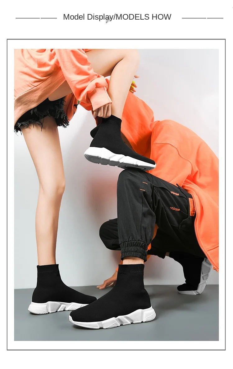 High-Top Sock Running Shoes – Unisex Slip-On Trainers | Reflective, Breathable, Lightweight Sneakers for Men & Women