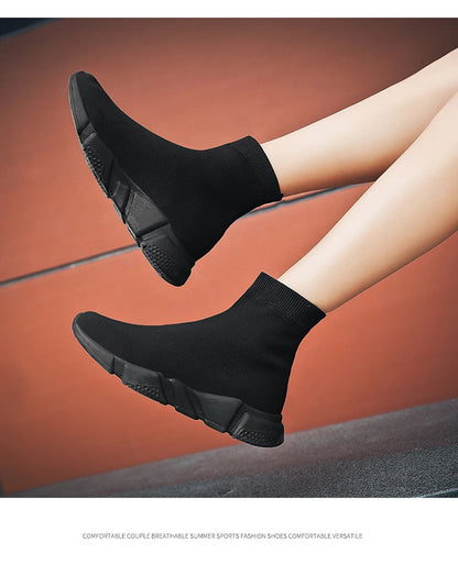 High-Top Sock Running Shoes – Unisex Slip-On Trainers | Reflective, Breathable, Lightweight Sneakers for Men & Women