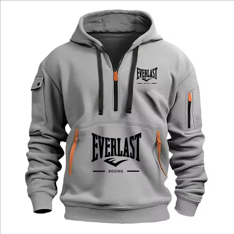 Men’s Printed Fleece Hoodie – Casual Zip-Up Streetwear Sweatshirt for Spring & Autumn