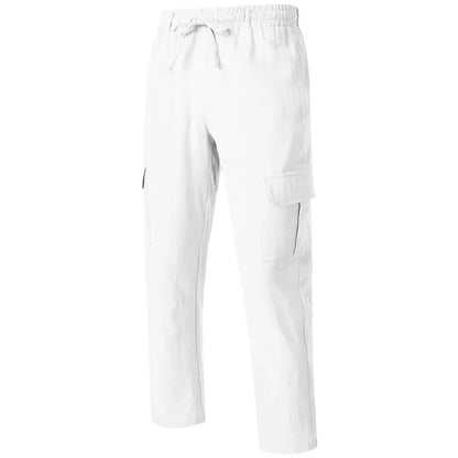 Loom & Soul Men’s Loose Cotton-Linen Cargo Pants – Casual Beach Trousers