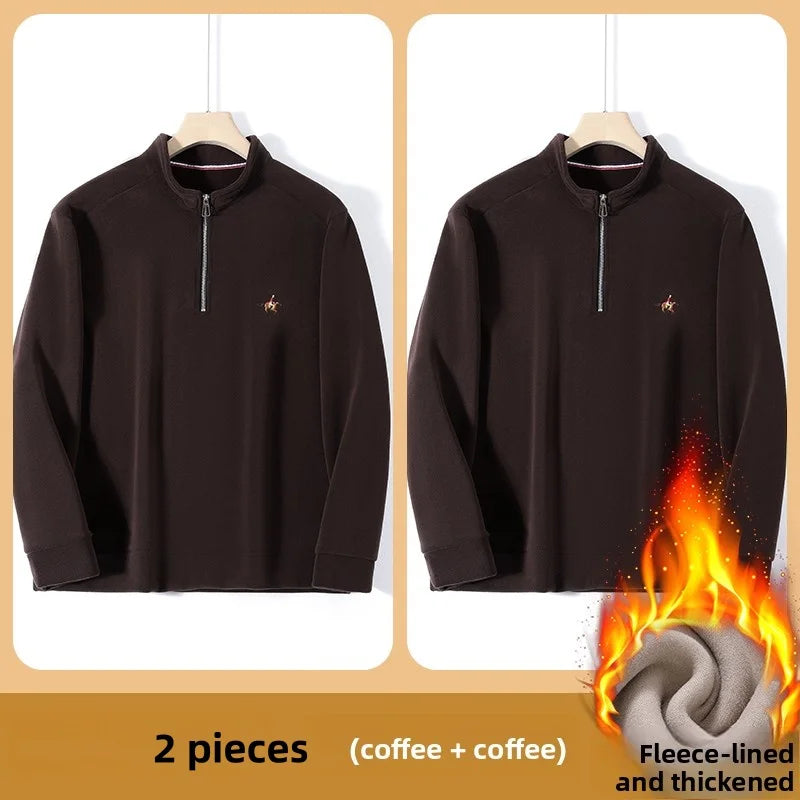 Men’s Stand Collar Zip Pullover – Smart Casual Fleece Sweatshirt Autumn 2025