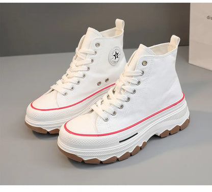 Loom & Soul Women’s High-Top Canvas Sneakers – Platform Vulcanized Style