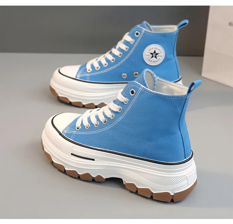 Loom & Soul Women’s High-Top Canvas Sneakers – Platform Vulcanized Style