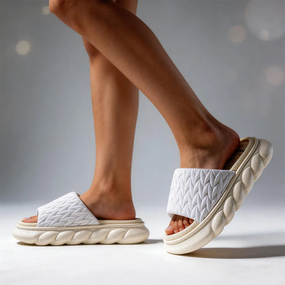 Women’s Woven Platform Slippers – Memory Foam Comfort Slides