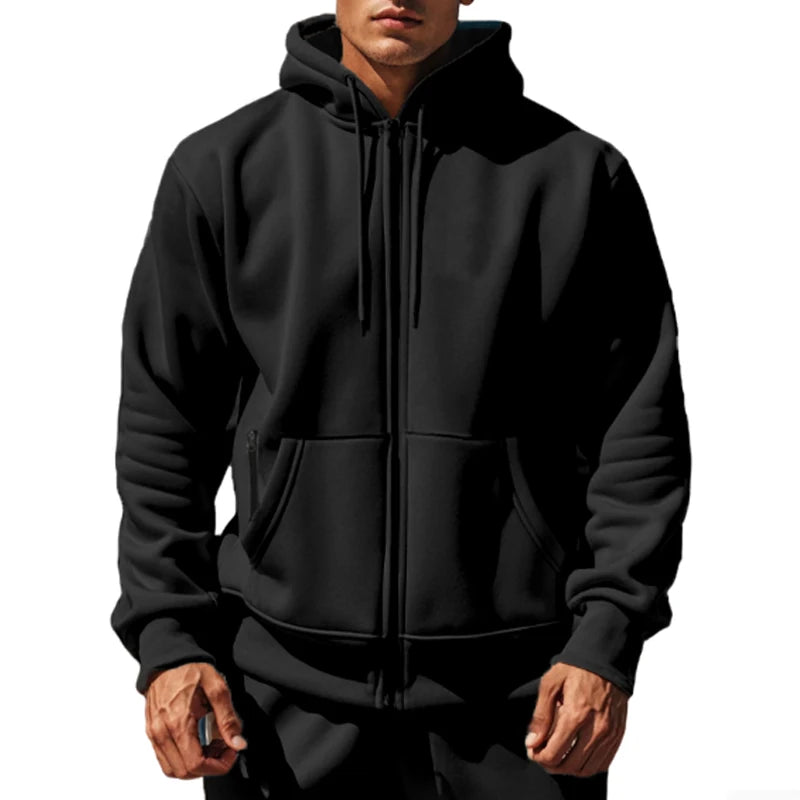 Men’s Fleece Zip Hoodie – Soft Comfort Fit Long Sleeve Sports Sweatshirt