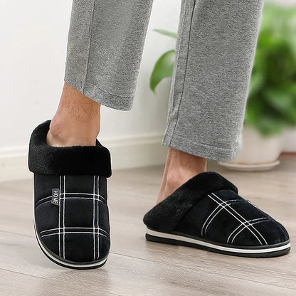 Men’s Cozy Flannel Memory Foam Slippers – Winter Comfort Slip-On