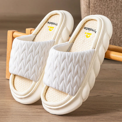 Women’s Woven Platform Slippers – Memory Foam Comfort Slides