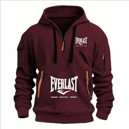 Men’s Printed Fleece Hoodie – Casual Zip-Up Streetwear Sweatshirt for Spring & Autumn