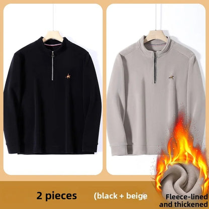 Men’s Stand Collar Zip Pullover – Smart Casual Fleece Sweatshirt Autumn 2025