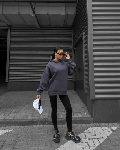 Women’s Casual Printed Pullover Hoodie – Autumn Winter Loose Fit Sweatshirt