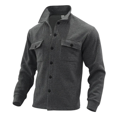 Loom & Soul Men’s Winter Fleece Lapel Jacket – Slim Fit Single-Breasted Coat