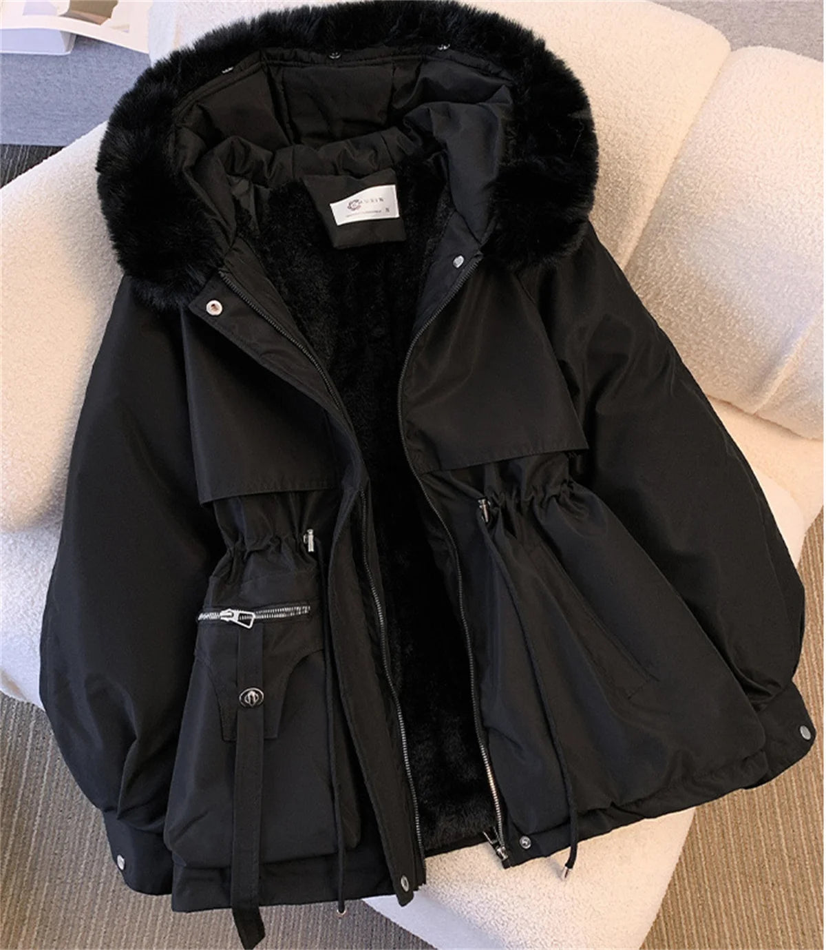 Loom & Soul Women’s Hooded Parka – Korean Padded Winter Jacket with Drawstring