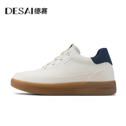 Desai™ DS3097 Men’s Leather Casual Shoes – Lightweight Breathable Soft Sole Sneakers