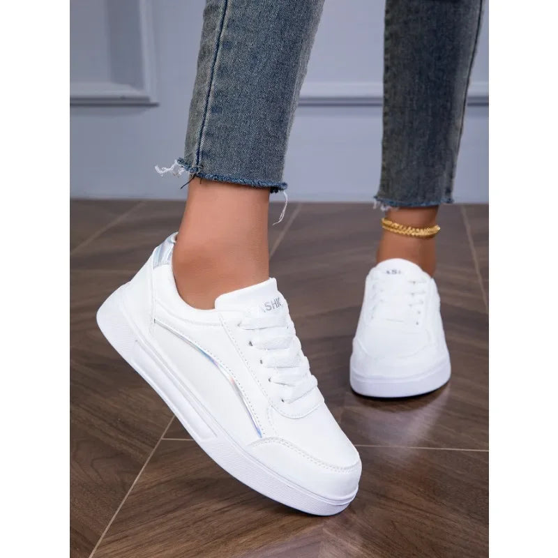 MAEDEF™ Women’s Waterproof PU Sneakers – Lightweight Lace-Up Walking Shoes