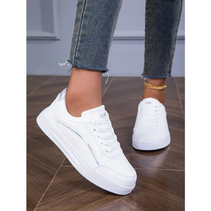 MAEDEF™ Women’s Waterproof PU Sneakers – Lightweight Lace-Up Walking Shoes