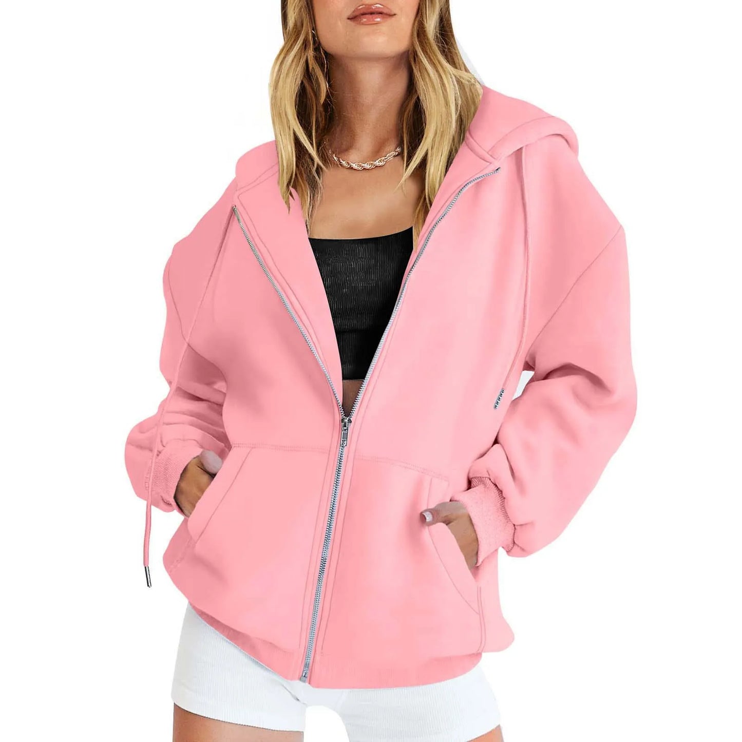 Women’s Casual Zip Up Hoodie with Pockets – Autumn Winter Fashion Jacket