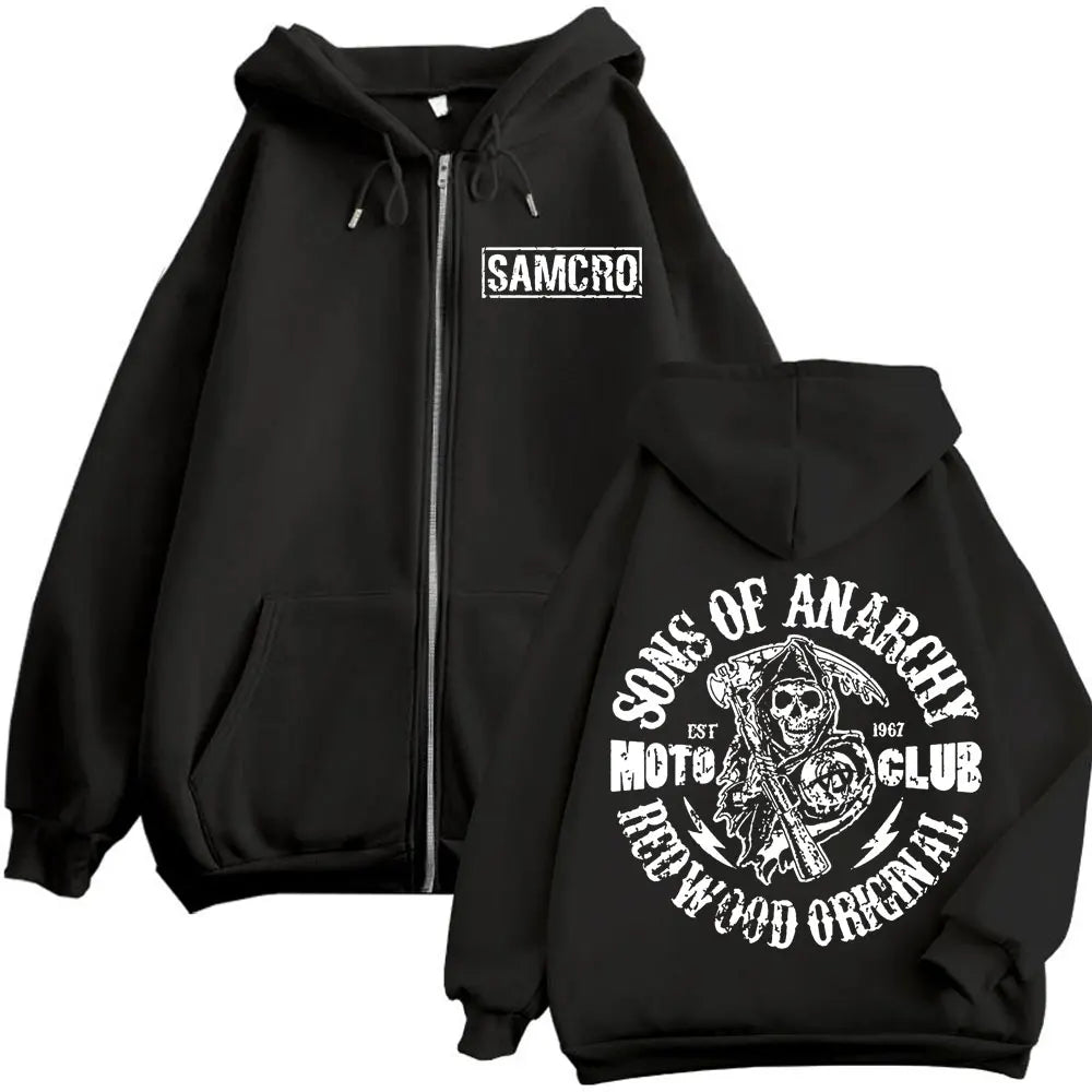 Anime Graphic Zip Hoodie – Oversized Fleece Streetwear for Men & Women