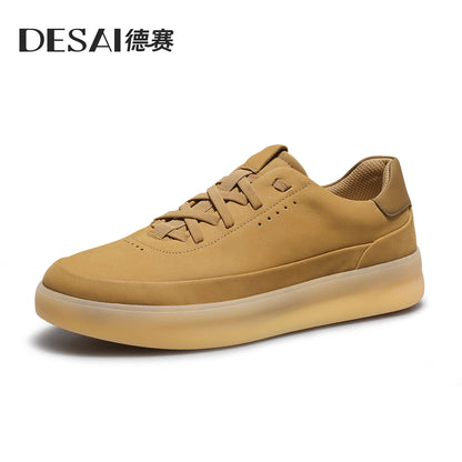 Desai™ DS3097 Men’s Leather Casual Shoes – Lightweight Breathable Soft Sole Sneakers