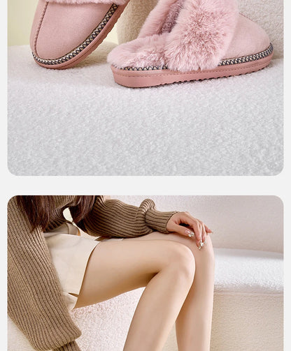 Smile Popcorn™ Fluffy Winter Slippers – Faux Fur Warm Indoor Comfort Slides for Women