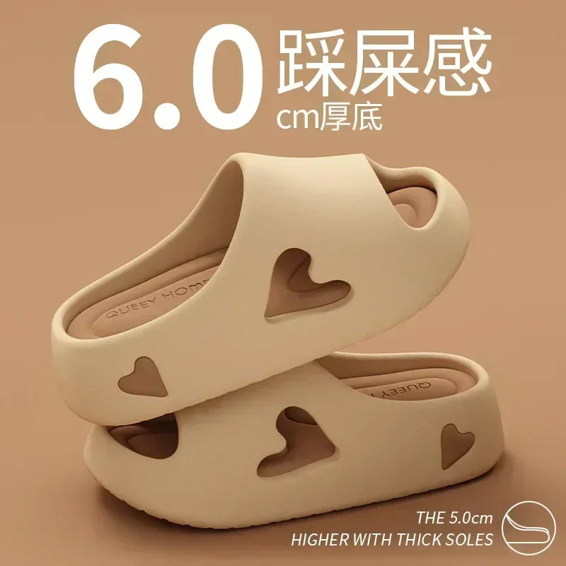 Women’s Love Heart Cloud Slippers – Non-Slip EVA Platform Sandals Indoor/Outdoor