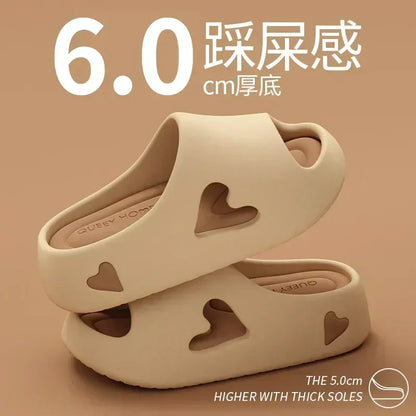 Women’s Love Heart Cloud Slippers – Non-Slip EVA Platform Sandals Indoor/Outdoor