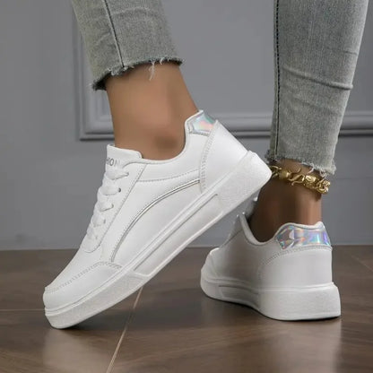 MAEDEF™ Women’s Waterproof PU Sneakers – Lightweight Lace-Up Walking Shoes