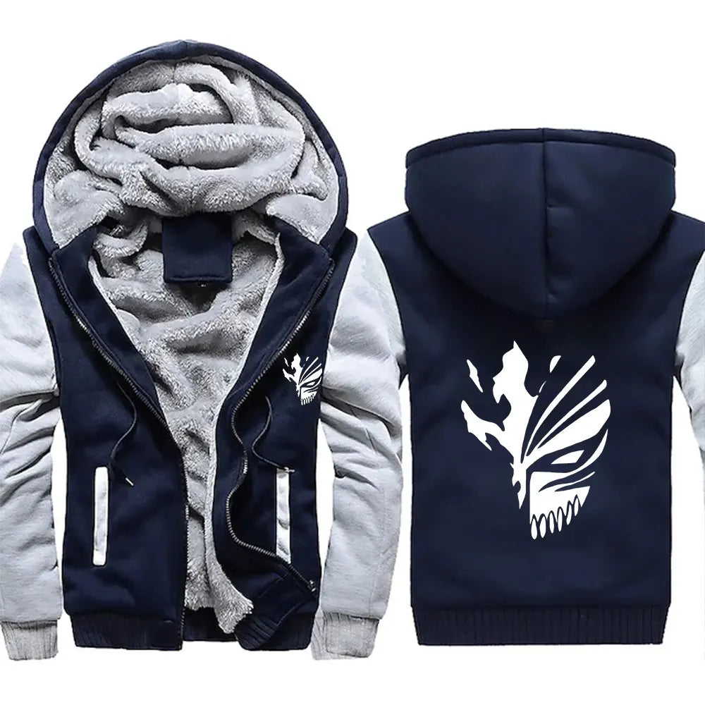 Loom & Soul Men’s Bleach Anime Fleece Hoodie – Warm Zip-Up Winter Street Jacket