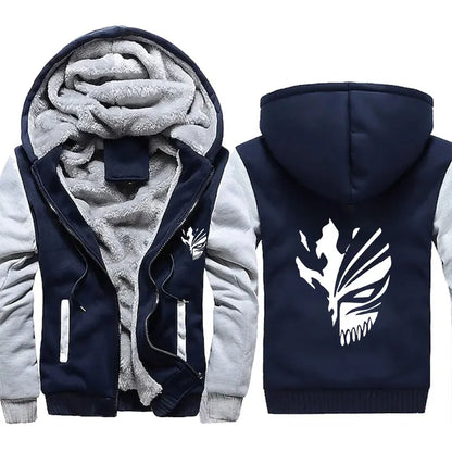 Loom & Soul Men’s Bleach Anime Fleece Hoodie – Warm Zip-Up Winter Street Jacket