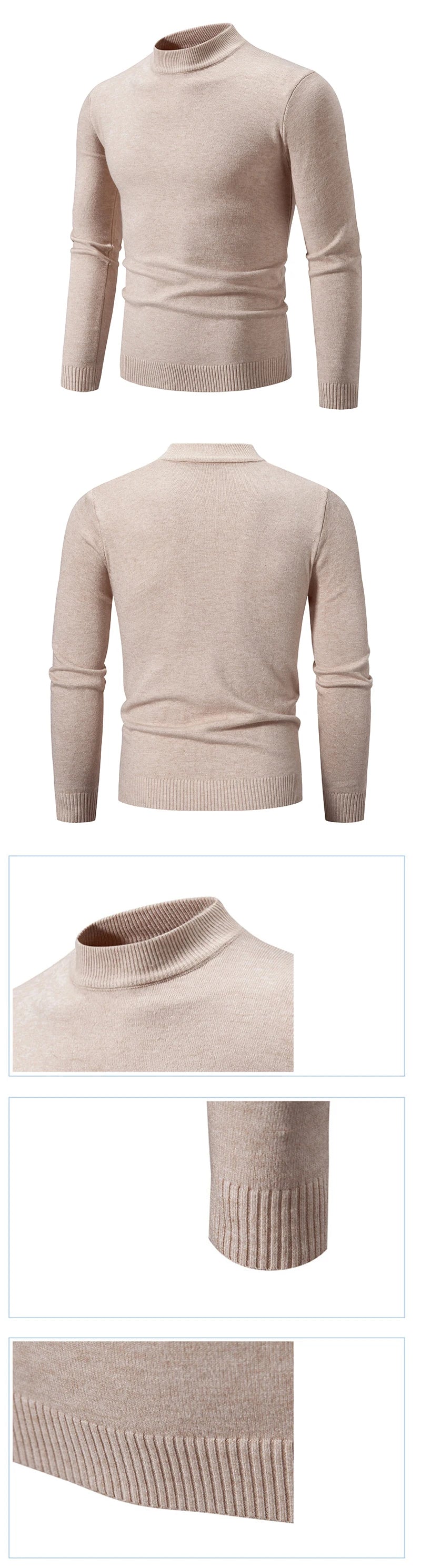 Men’s Mock Neck Ribbed Pullover – Thick Knit Casual Sweater Autumn 2025