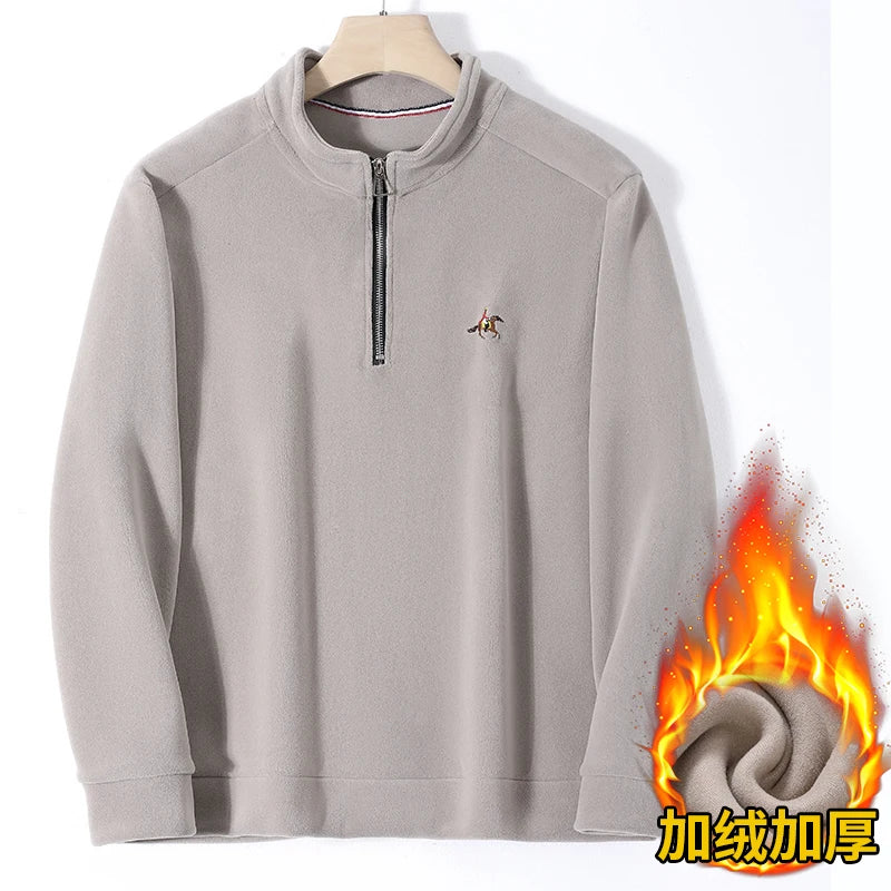 Men’s Stand Collar Zip Pullover – Smart Casual Fleece Sweatshirt Autumn 2025