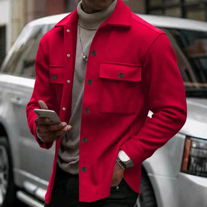 Loom & Soul Men’s Winter Fleece Lapel Jacket – Slim Fit Single-Breasted Coat