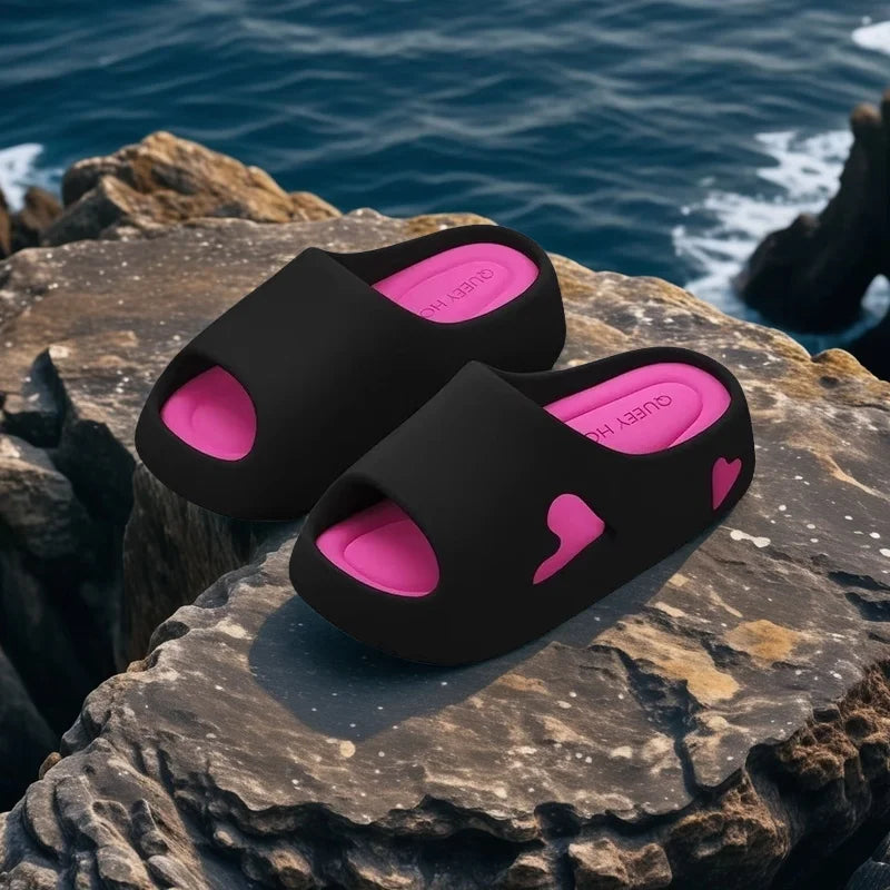 Women’s Love Heart Cloud Slippers – Non-Slip EVA Platform Sandals Indoor/Outdoor