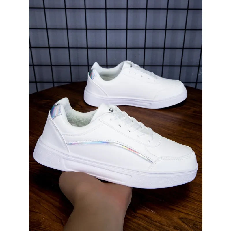 MAEDEF™ Women’s Waterproof PU Sneakers – Lightweight Lace-Up Walking Shoes