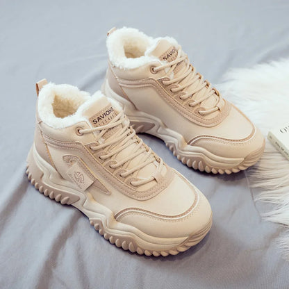 Loom & Soul Women’s High-Top Platform Sneakers – Warm Cotton Winter Shoes