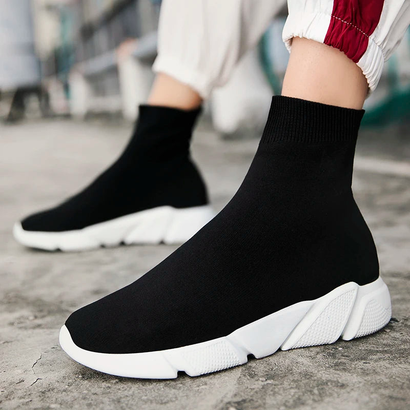 High-Top Sock Running Shoes – Unisex Slip-On Trainers | Reflective, Breathable, Lightweight Sneakers for Men & Women