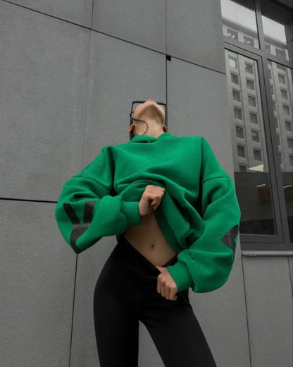 Women’s Casual Printed Pullover Hoodie – Autumn Winter Loose Fit Sweatshirt