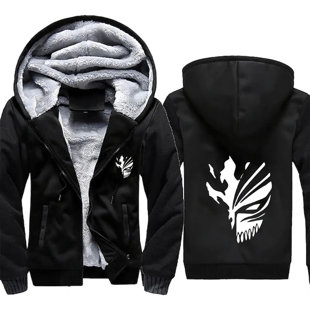 Loom & Soul Men’s Bleach Anime Fleece Hoodie – Warm Zip-Up Winter Street Jacket