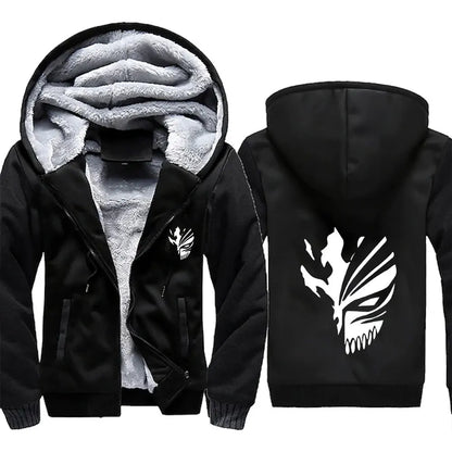 Loom & Soul Men’s Bleach Anime Fleece Hoodie – Warm Zip-Up Winter Street Jacket