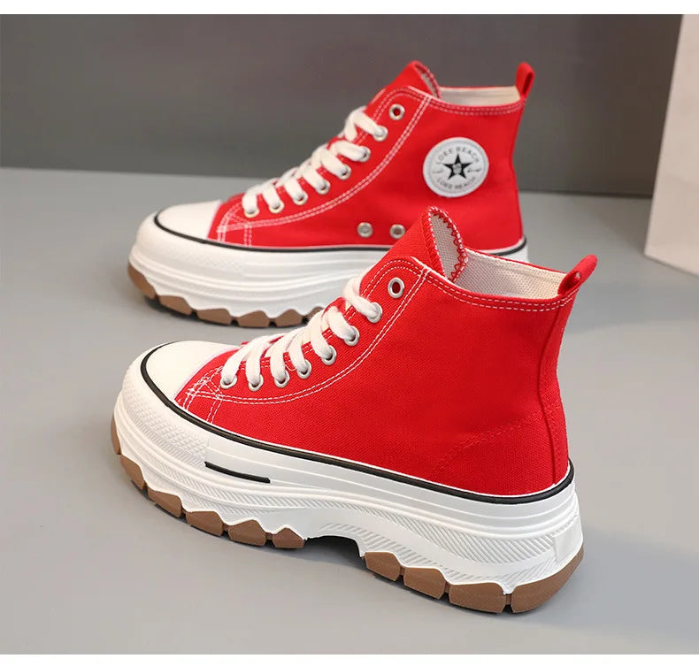Loom & Soul Women’s High-Top Canvas Sneakers – Platform Vulcanized Style