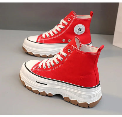 Loom & Soul Women’s High-Top Canvas Sneakers – Platform Vulcanized Style