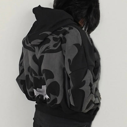 Lipswag Geometric Zip Hoodie – Men’s Y2K Streetwear Casual Hooded Sweatshirt